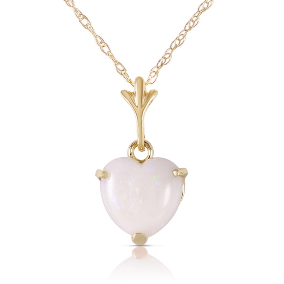 14K. SOLID GOLD NECKLACE WITH NATURAL HEART OPAL
